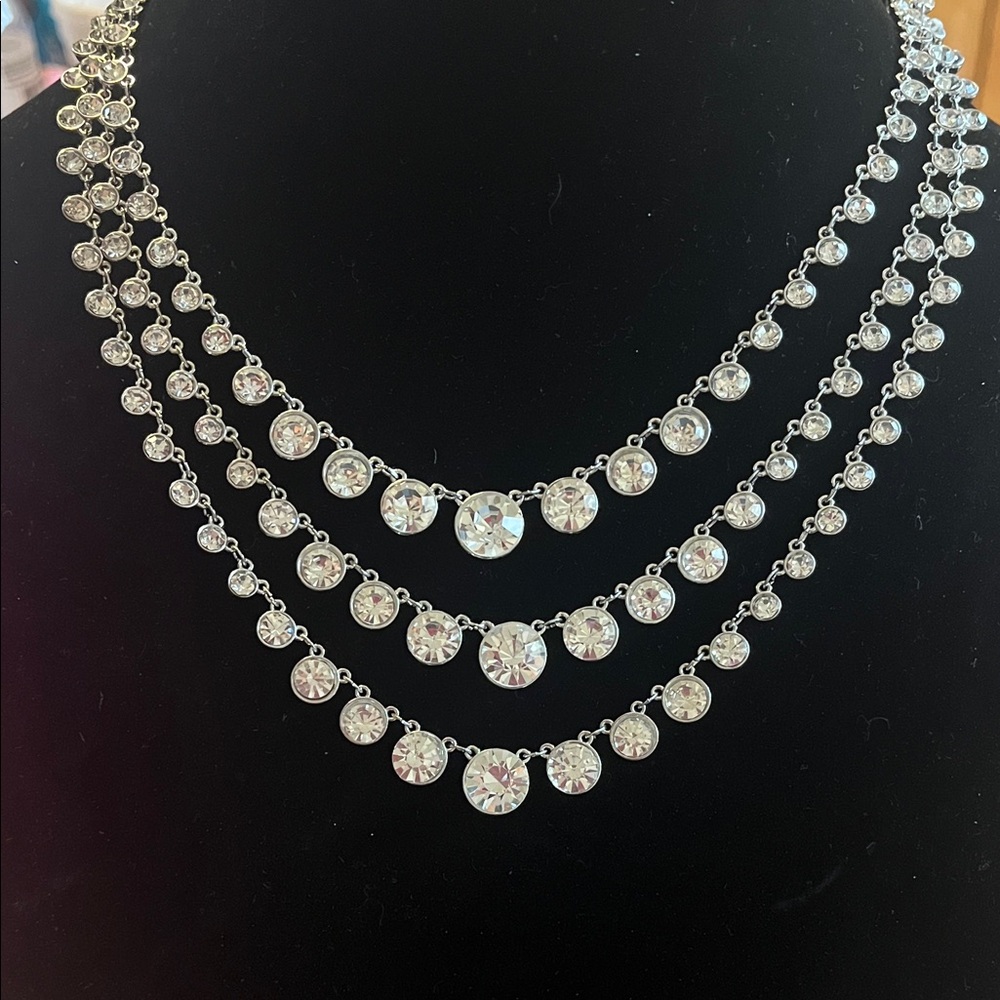 Paparazzi Dazzling Silver Necklace with Clear Gems